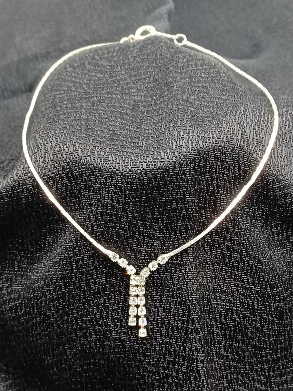 Fashion Anklet Rhinestone Dangle Ankle Bracelet Silver Plated Women 9.5 inches
